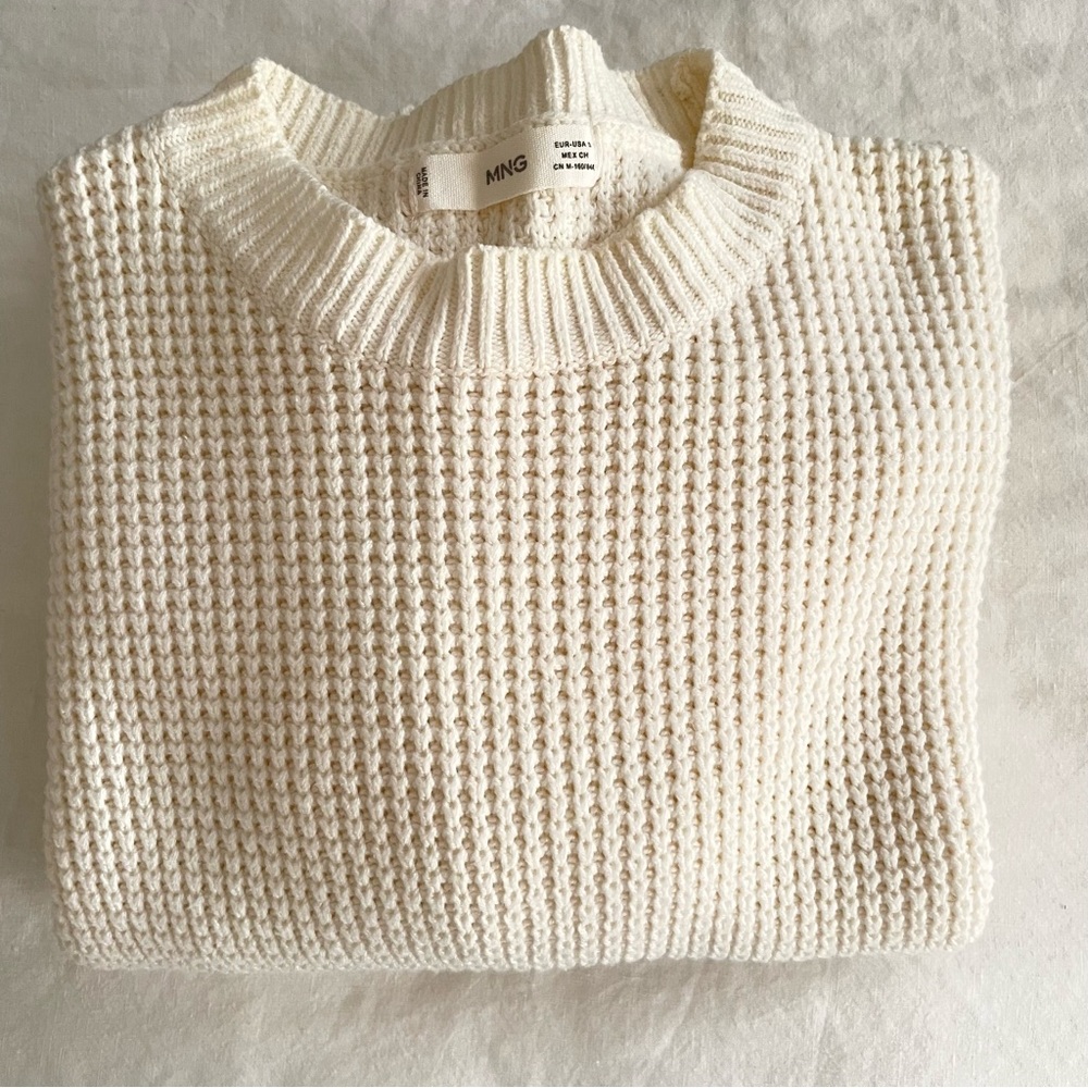 Mango Cream Knit Sweater - Crew Neck